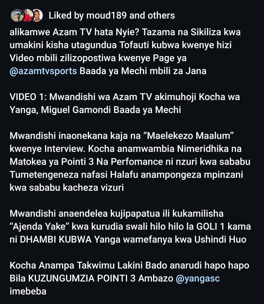 TheoJnr28's tweet photo. ukifatilia kwa umakini hii mada ya Ally KOMWE unaona haina mashiko yani unampangia @azamtvtz na wachambuzi nini wafanye. Kisa unahaki ya matangazo ๐ฎ
#poorcommunication https://t.co/qsvoo1lYwA