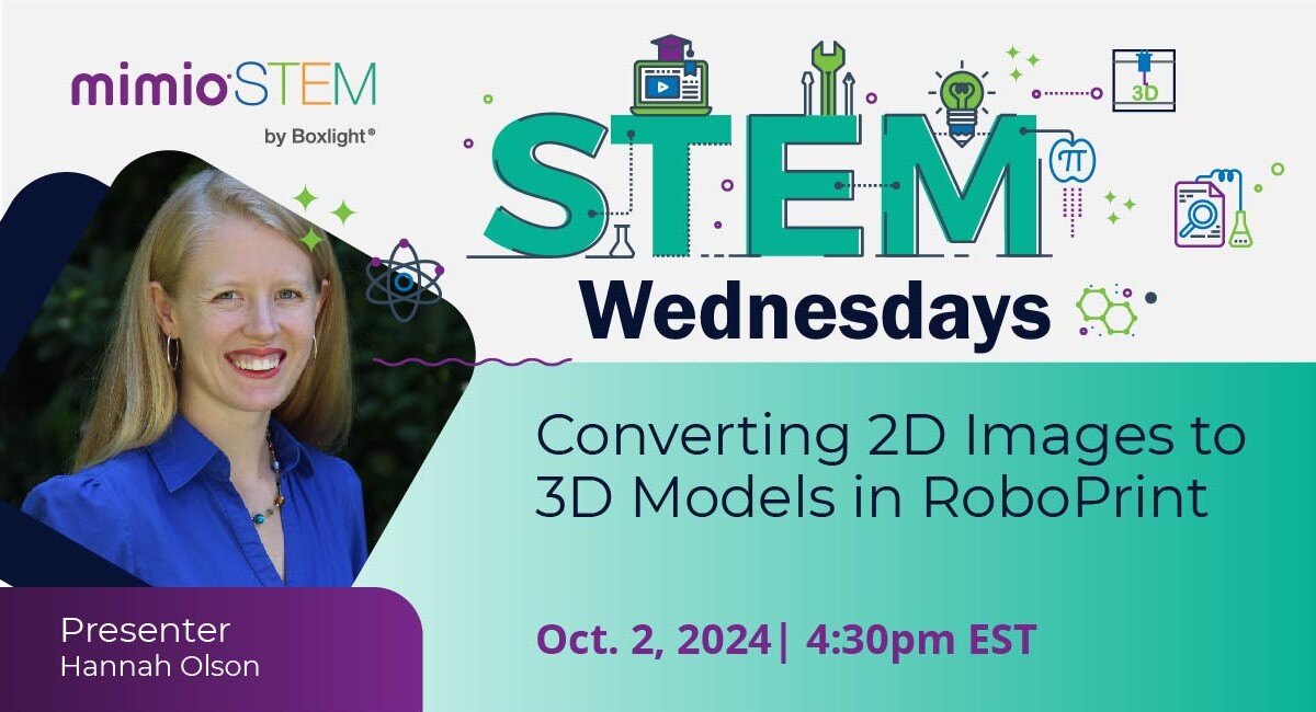 mimioSTEM's tweet photo. Turn 2D designs into 3D models easily! Join our FREE STEAM webinar and learn to integrate #RoboPrint tools into any subject. Reserve your spot now! https://t.co/MYj8fVWV6i
#STEMEducation #STEAMLearning #EdTech #3DPrinting #FutureReady #Makerspace @boxlightinc https://t.co/l20gwjU42Z