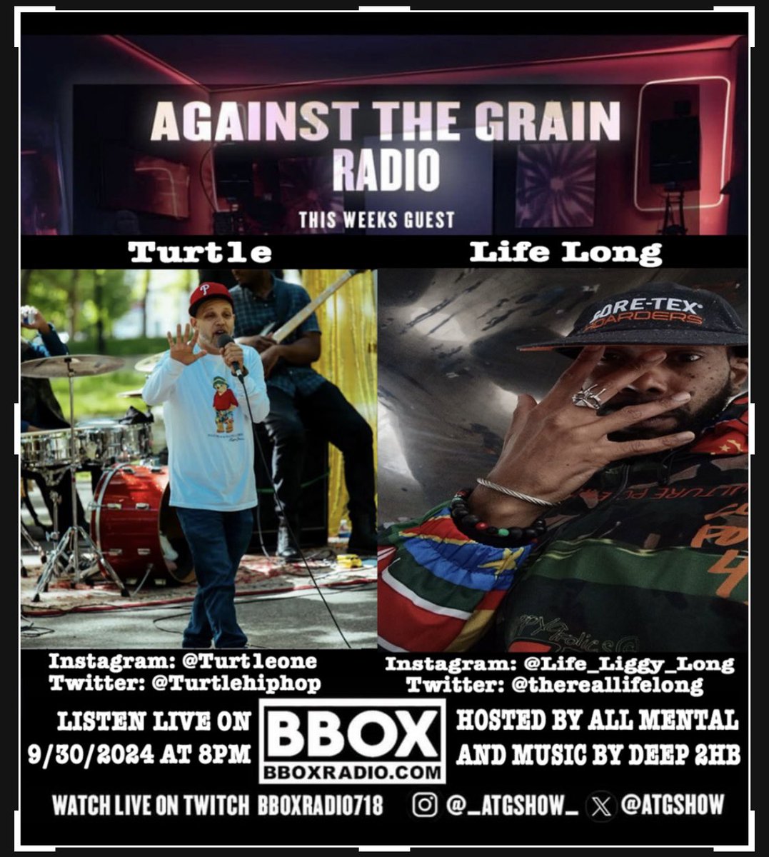 Tonight Monday September 30th, 2024 from 8pm-10pm est. it is @atgshow live from @bbox_radio with  @allmental our guest deejay  <a href="/PINNLAND_EMPIRE/">PINNLAND EMPIRE</a> our guests <a href="/Turtlehiphop/">Turtle</a> <a href="/TherealLifelong/">Life Long</a> @Tune in @ bboxradio.com  Call in @ (718)577-2855