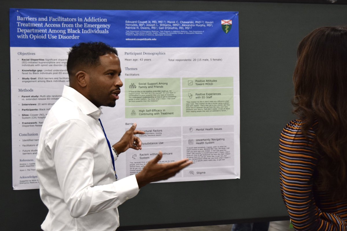 Our first poster session of the day, @edouardcoupetjr, MD, MS, presents “Barriers and Facilitators to Addiction Treatment Access from the Emergency Department Among Black Individuals With Opioid Use Disorder” at #ACEP24