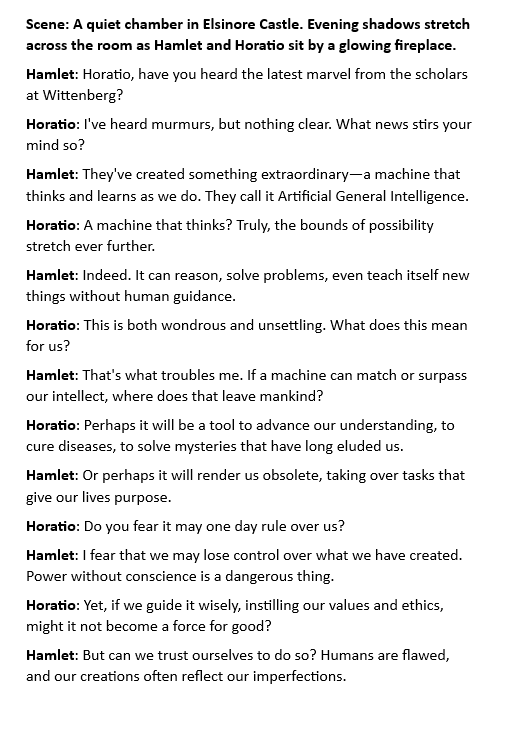 venky4a's tweet photo. ChatGPT : Simple Conversation between two characters in Hamlet about AGI
Google Note LM to create podcast
#aipodcasts
https://t.co/bFCccqAyNG https://t.co/AYN7GdO0OV