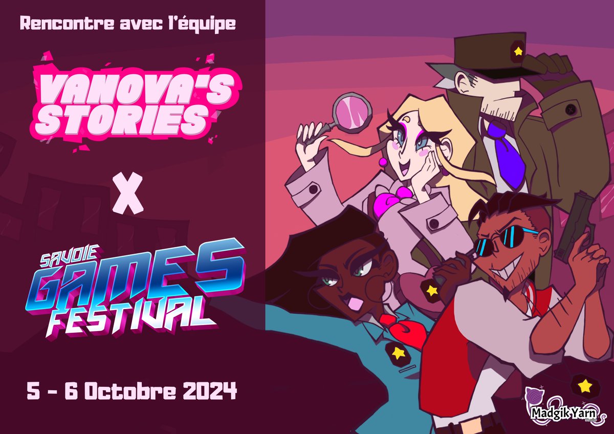 🕹️ Madgik Yarn Studio au Savoie Retro Games  !🎉
🎮 Venez nous rencontrer les 5 et 6 Octobre pour échanger et découvrir les dernières nouveautés de <a href="/VanovasStories/">Vanova's Stories ➡️ ​AVAILABLE NOW ON STEAM</a>🌟
Nous avons hâte de vous rencontrer et de partager notre passion pour le jeu vidéo avec vous ! 🎨
#indiegame