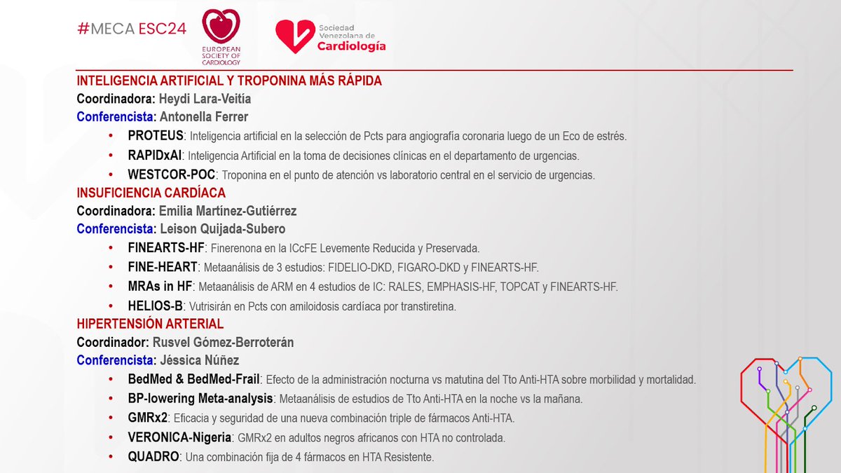Juan José Amaro A (@jjamaro) on Twitter photo Congreso Virtual MECA-ESC24 de la SVC <a href="/CardiologiaSVC/">Sociedad Venezolana de Cardiología</a>
Presentación y Discusión de Estudios Hot Line del Congreso ESC24
37 Estudios en 8 Bloques Temáticos
3 minutos x estudio
Sábado 5 octubre 2024-9 am
Regístrese aquí us02web.zoom.us/webinar/regist…
<a href="/HeliodoroRodri5/">Heliodoro Rodriguez</a>
<a href="/torresviera/">José Miguel Torres Viera</a> Congreso Virtual MECA-ESC24 de la SVC <a href="/CardiologiaSVC/">Sociedad Venezolana de Cardiología</a>
Presentación y Discusión de Estudios Hot Line del Congreso ESC24
37 Estudios en 8 Bloques Temáticos
3 minutos x estudio
Sábado 5 octubre 2024-9 am
Regístrese aquí us02web.zoom.us/webinar/regist…
<a href="/HeliodoroRodri5/">Heliodoro Rodriguez</a>
<a href="/torresviera/">José Miguel Torres Viera</a>