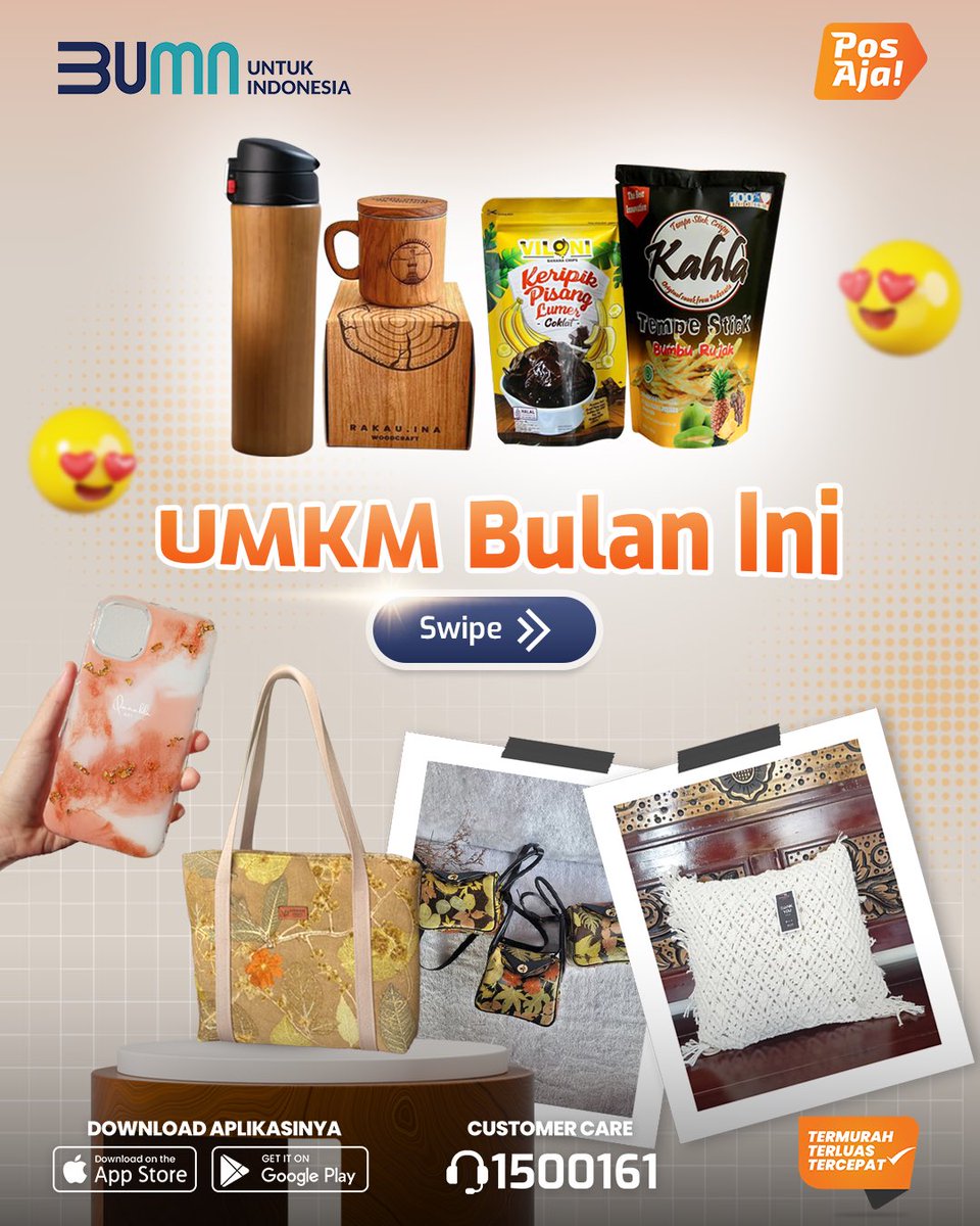 PosAjaOfficial's tweet photo. Penasaran #UMKMBulanIni versi September pilihan PosAja! siapa aja?

Yuk, geser ke kiri dan selamat berbelanja produk UMKM! ➡️

#MajuBersamaUMKM #GoDigitalGoGlobal #PosAja! #PosIND #PosIndonesia #BUMNUntukIndonesia #278thPosIND #UMKMBulanIni https://t.co/tJQQ35sJwz