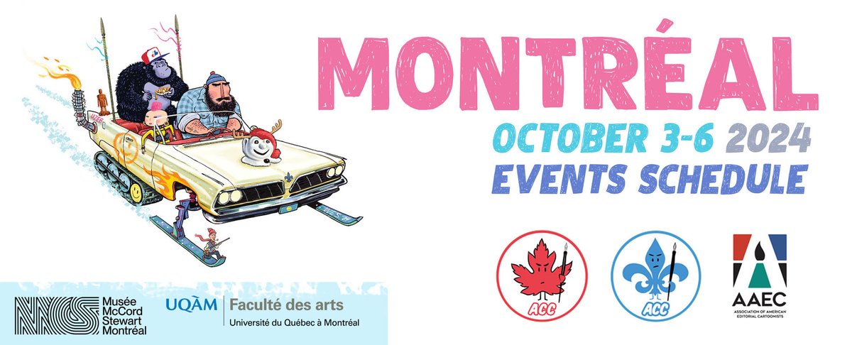 The time of the gathering is here! Our Canadian hosts have released the final *final* schedule for the 2024 AAEC/ACC Cartoonist Convention. 
editorialcartoonists.com/the-time-of-th…

If you have any questions about our host city, here's the link to Montreal tourist site: meetings.mtl.org/en/toolkit/pro…