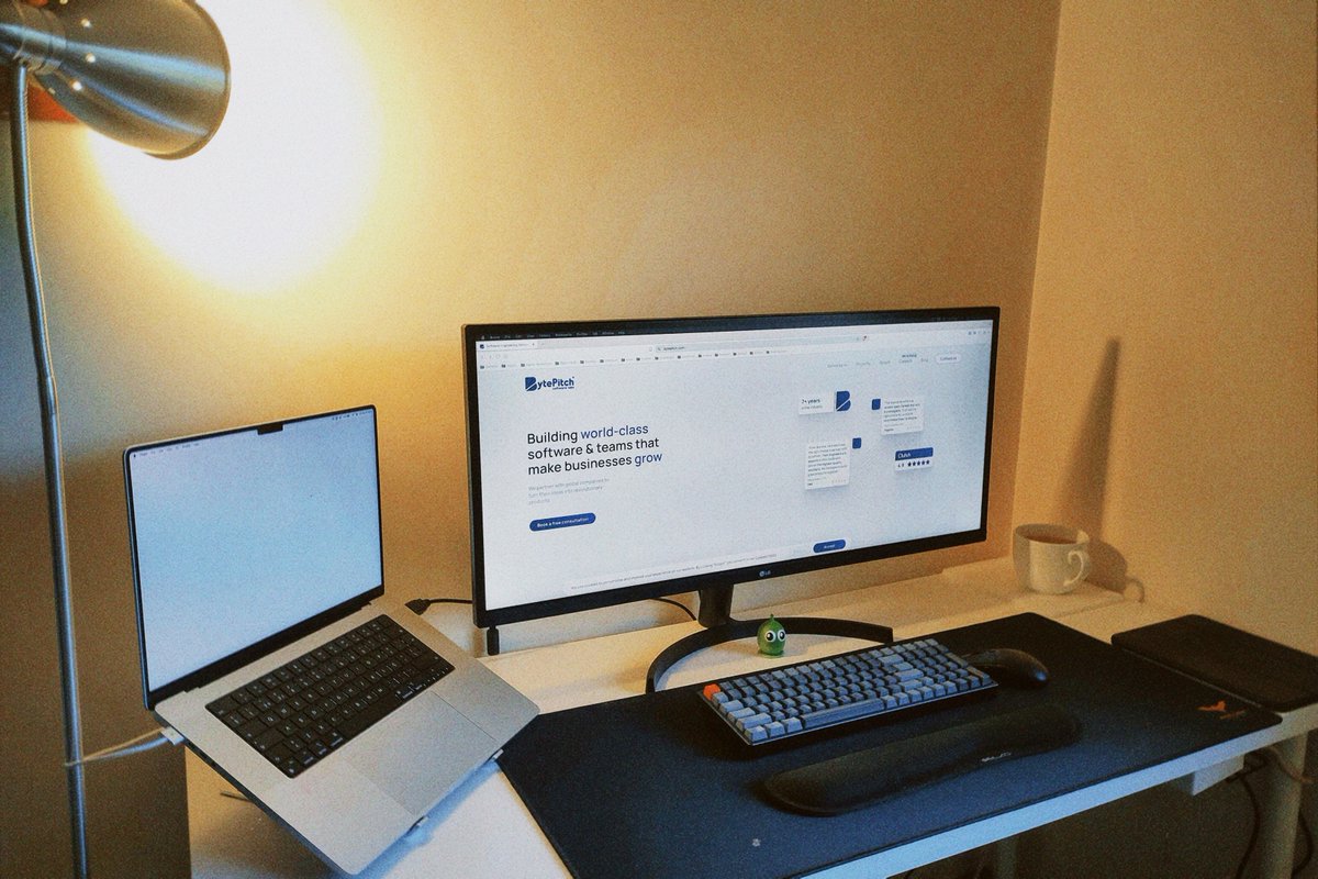 BytePitch's tweet photo. It’s amazing what a well-organized desk and a good cup of coffee can do for your day! ☕💻 Jorge's #HomeOffice is the winner of the month. 💼
Visit our website: https://t.co/Earka1xIBh
#BytePitch #RemoteWork https://t.co/pKuTJMzw4F