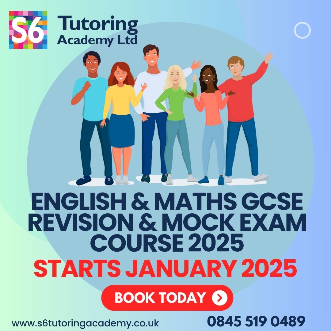 s6Tutoring's tweet image. 📚 English &amp;amp; Maths GCSE Revision &amp;amp; Mock Exam Course 2025 📝
✨ Starts January 2025 ✨
Is your child preparing for their GCSEs? Boost their confidence and ensure they’re ready to ace their exams with our comprehensive revision &amp;amp; mock exam course!
#GCSE #RevisionCourse #MathsGCSE