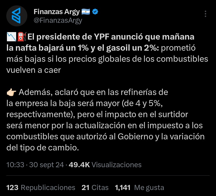 Carlos Demarzo (@carlos_dimarco) on Twitter photo <a href="/Santiago_Oria/">Santiago Oría</a> Jajajajja podría bajar 5% pero baja 1% porque tu gobierno aumento los impuestos.
Saludos <a href="/Santiago_Oria/">Santiago Oría</a> Jajajajja podría bajar 5% pero baja 1% porque tu gobierno aumento los impuestos.
Saludos