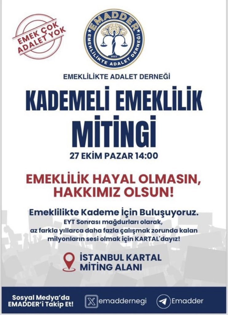 mihribanugurluu's tweet photo. 43 den sonra 44 gelir 60 değil‼️

#27Ekim2024
Kademeli Emeklilik Mitingi
@EmadDernegi https://t.co/t73MA84QxZ