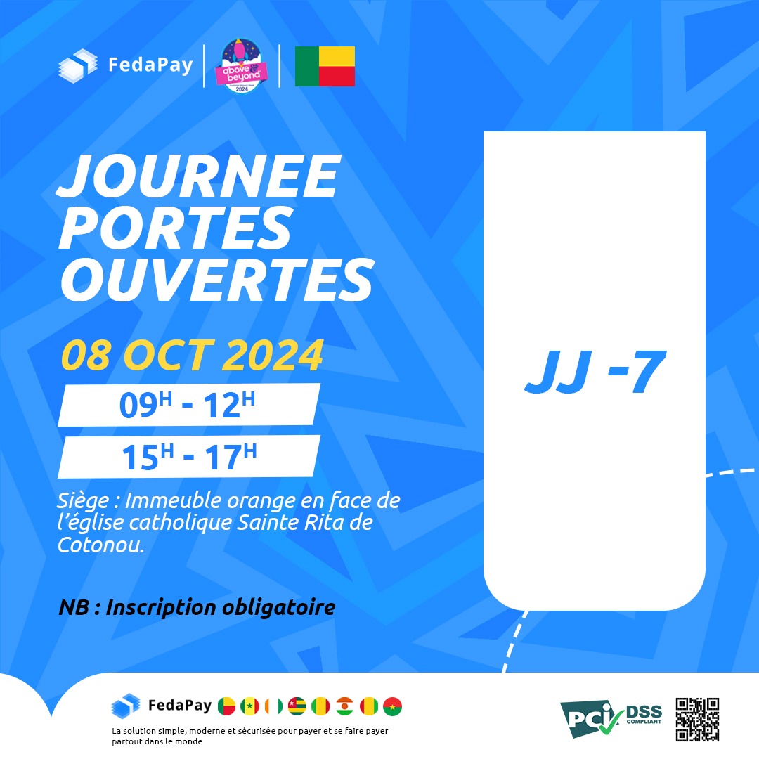MyFeda_'s tweet photo. 🚀 Du 07 au 11 oct., c’est la Semaine du Service Client chez Fedapay sous le thème "Above & Beyond" ! 🙌
Ne manquez pas la Journée Portes Ouvertes le 8 oct. pour une visite exclusive et des démos. Inscription obligatoire 👉 https://t.co/uUb6EhhXwq😊
#SemaineDuServiceClient https://t.co/ZVzTxSXjfO