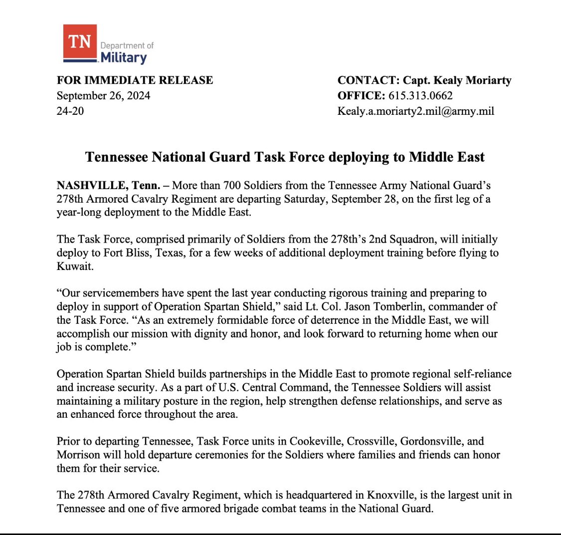 LadyAmy7464's tweet image. These pricks won’t… why won’t the TN Nat’l guard explain why they deployed their troops to the Middle East on Sat OVER their own residents in dire need. Despicable! #SaveAmericaFirst