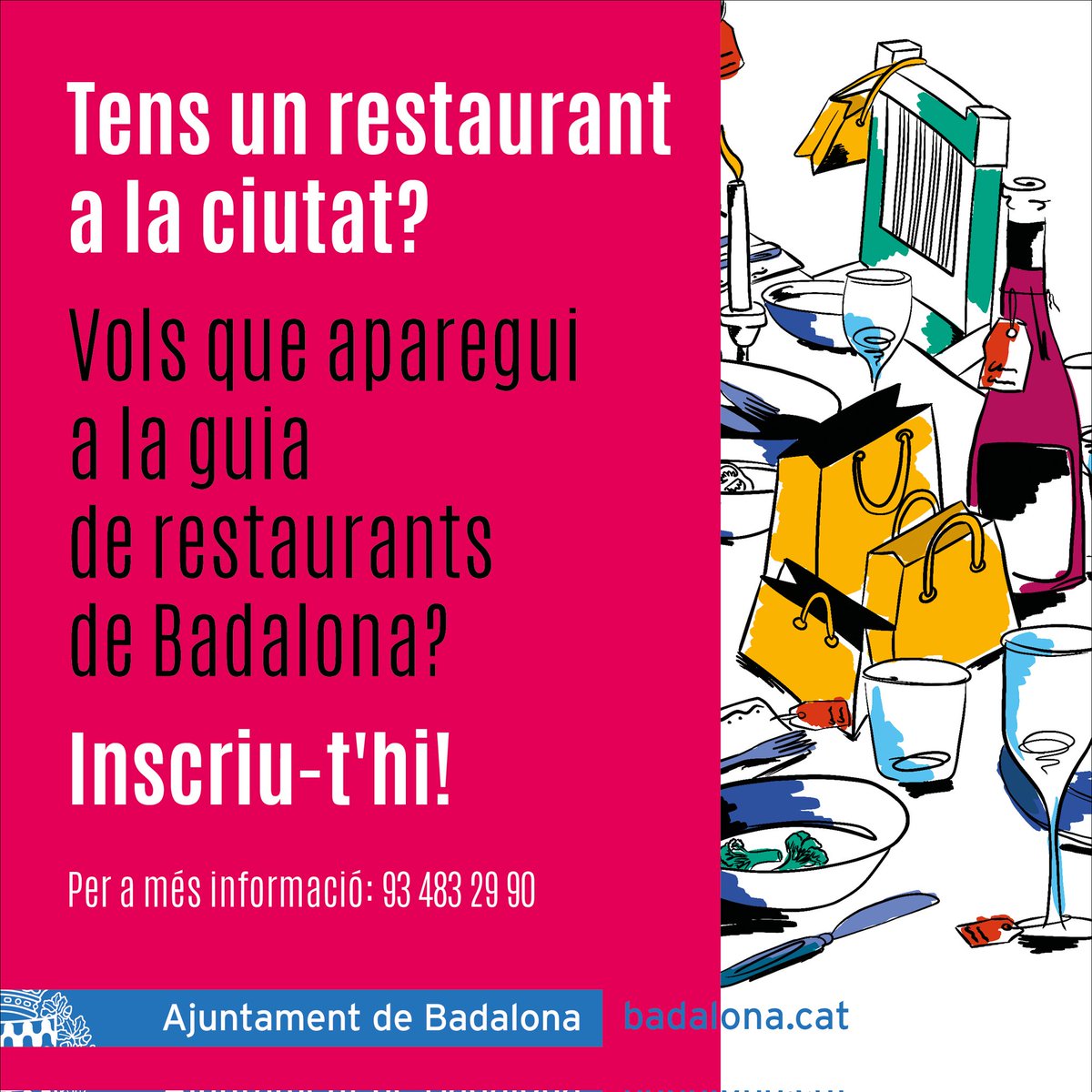 Tens un restaurant a #Badalona i encara no hi ets a la guia de restaurants? Els i les restauradores que vulguin formar part de la guia, ho poden fer gratuïtament  fins al 14 d’octubre.

Inscriu-t'hi: badalona.cat/ca/serveis-aju…

 #GuiaRestaurantsBadalona #BadalonaGastronomia