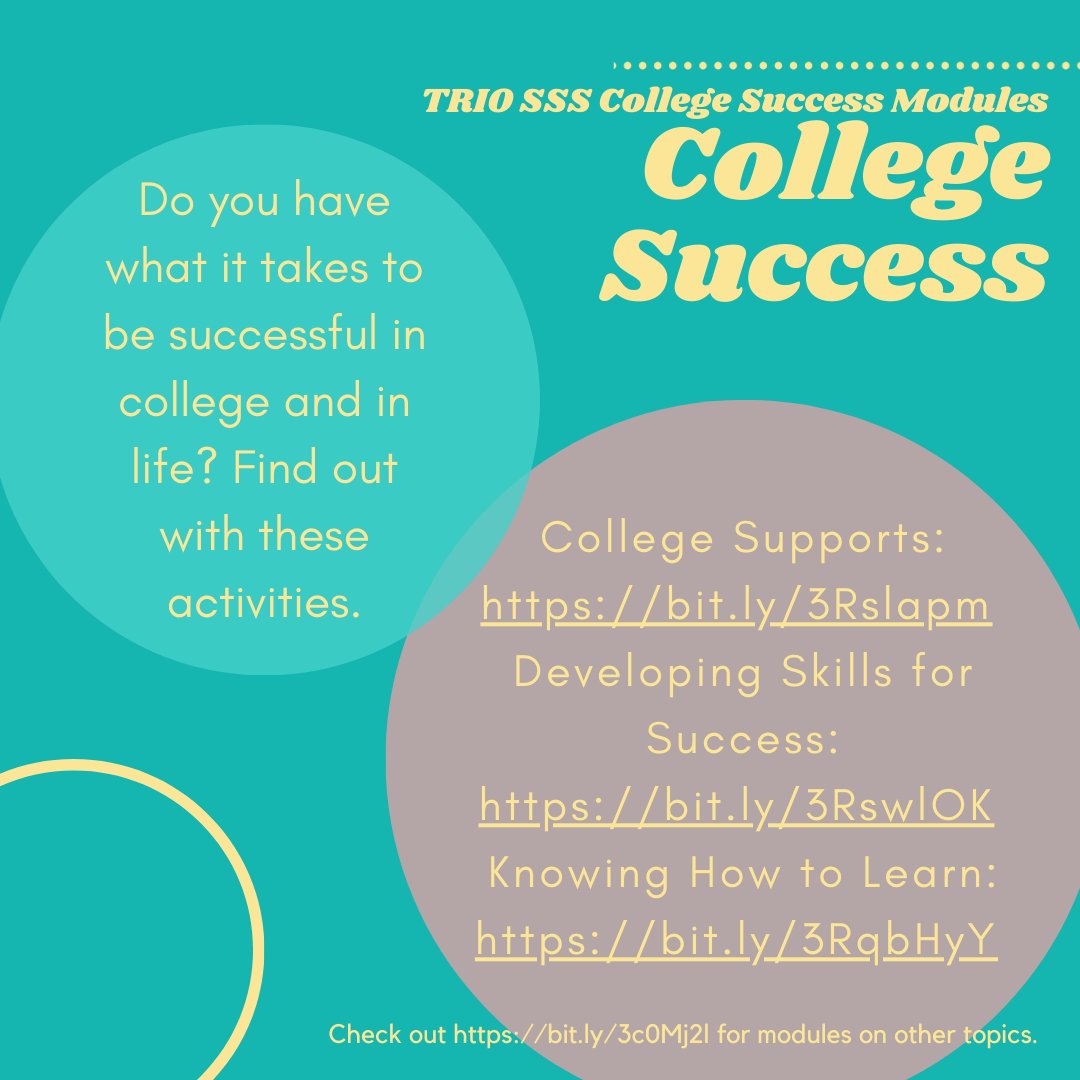 nw_triosss's tweet image. Do you have what it takes to be successful in college and in life? Find out with these activities.

#collegesuccessmodules #TRIOSSS #collegesuccesstips #studentsupportservices