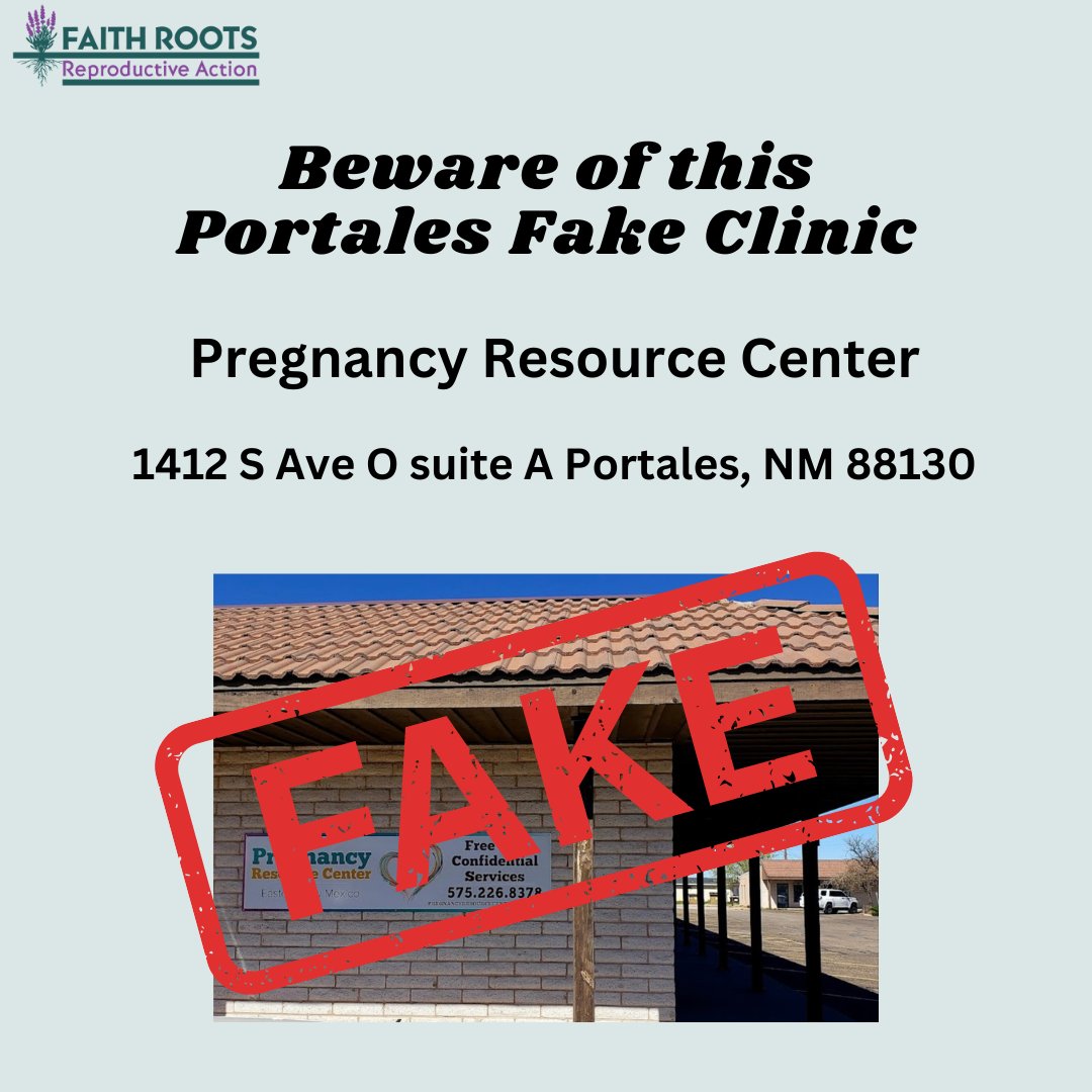 faithrootsrepro's tweet image. Help us expose this fake clinic in Portales by leaving a review letting people know this clinic does not offer abortion care and operates without regulatory oversight. 

#fakeclinics #CPCs #abortion