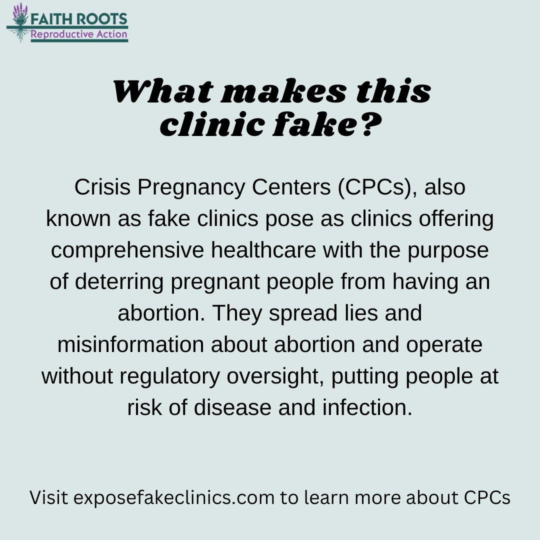 faithrootsrepro's tweet image. Help us expose this fake clinic in Portales by leaving a review letting people know this clinic does not offer abortion care and operates without regulatory oversight. 

#fakeclinics #CPCs #abortion