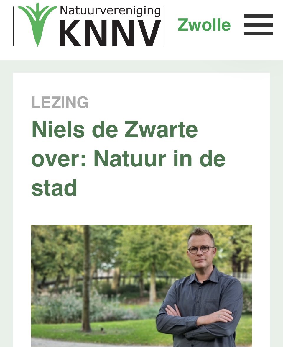 Woensdag 2 oktober 20.00 uur in de Stadkamer.
LEZING: Niels de Zwarte verzorgt een #lezing over ‘Natuur in de Stad: biodiversiteit dicht bij huis’. Een avond vol inspiratie!
Stadkamer
Zeven Alleetjes 1a
8011 CV Zwolle
#natuur
#natuurindestad 
#biodiversiteit 
#knnvzwolle
#zwolle