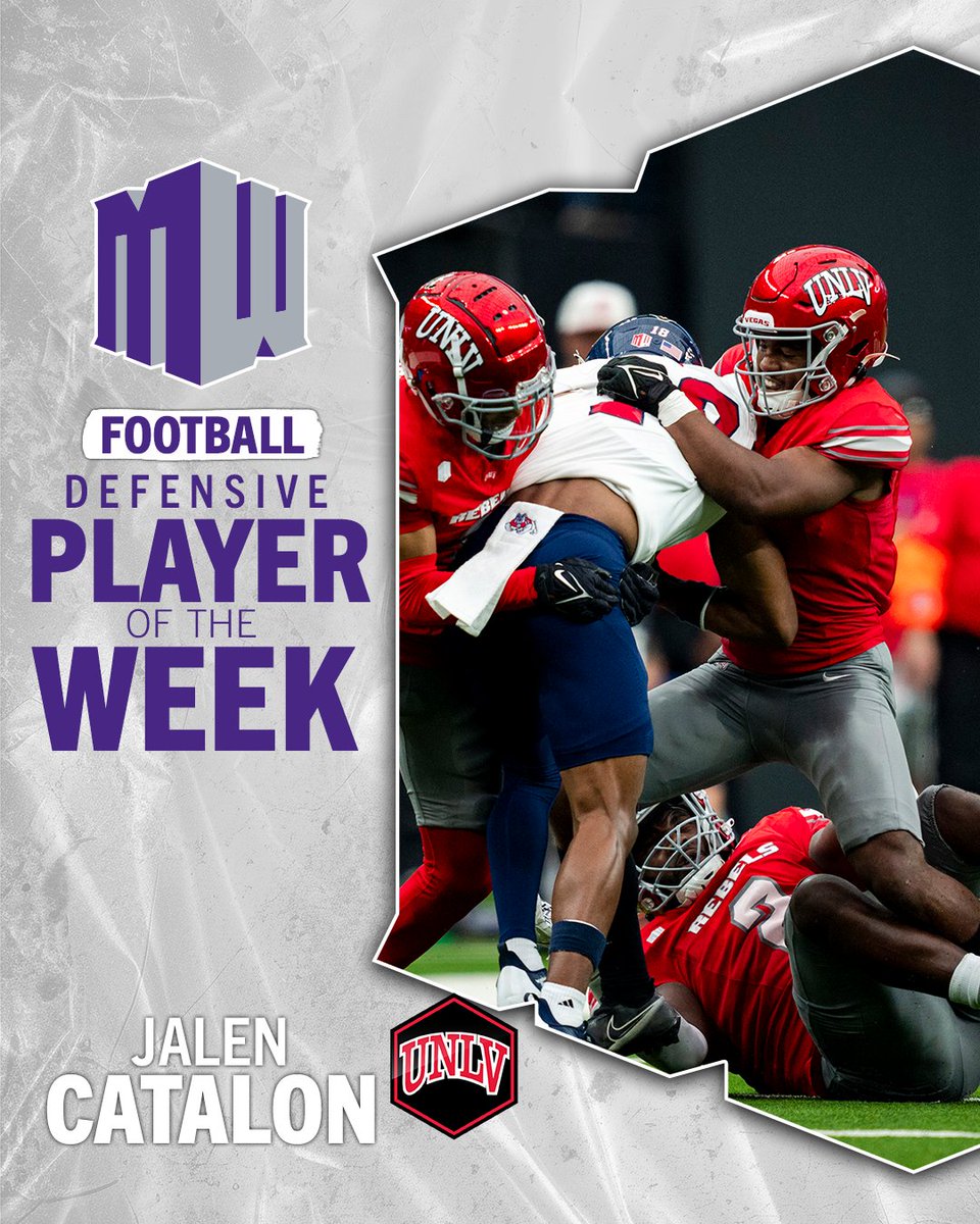 Mountain West (@mountainwest) on Twitter photo πππππ§π¬π’π―π ππ₯ππ²ππ« π¨π ππ‘π ππππ€ β‘οΈ πππ₯ππ§ πππππ₯π¨π§
Catalon grabbed his fourth interception of the season, tied for the national lead, while leading all tacklers with 10 in a dominant defensive display by the Rebels!
#MWFB | #BEaREBEL πππππ§π¬π’π―π ππ₯ππ²ππ« π¨π ππ‘π ππππ€ β‘οΈ πππ₯ππ§ πππππ₯π¨π§
Catalon grabbed his fourth interception of the season, tied for the national lead, while leading all tacklers with 10 in a dominant defensive display by the Rebels!
#MWFB | #BEaREBEL