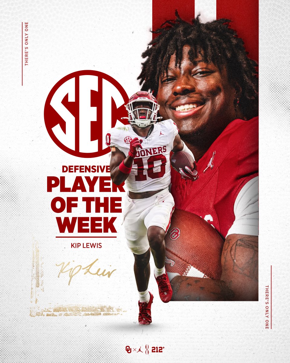 Oklahoma Football (@ou_football) on Twitter photo Kip Lewis named <a href="/SEC/">Southeastern Conference</a> Defensive Player of the Week 😤
ouath.at/3N6sS7S | #OUDNA Kip Lewis named <a href="/SEC/">Southeastern Conference</a> Defensive Player of the Week 😤
ouath.at/3N6sS7S | #OUDNA