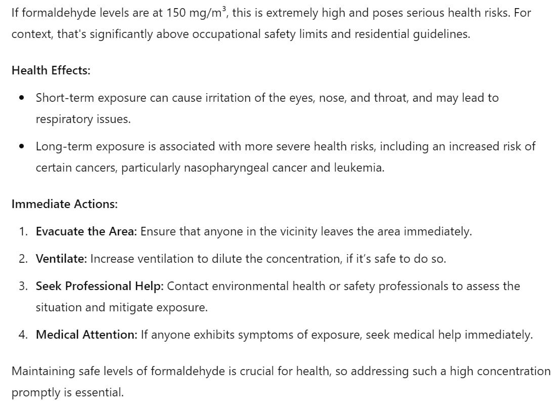 crediblebytes's tweet image. I’ve never seen HCHO levels this high. I had to check multiple times thinking something isn’t right. If your in the metro Atlanta area STAY INDOORS.

150 mg/m3 is off the chart. Anything above .5 is considered unhealthy.

You are breathing in cancer!

#conyers
#biolabfire