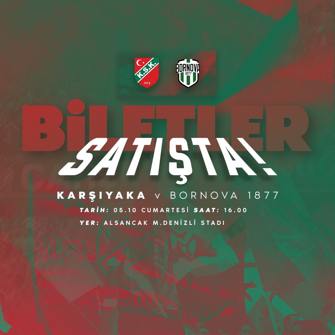 KarsiyakaSK's tweet photo. 🎫 Cumartesi günü saat 16.00'da Bornova 1877 ile oynayacağımız @Nesinecom 3. Lig 5. Hafta karşılaşmanın biletleri satışa çıktı!

🟢 Maraton Alt ve Üst ₺125
🔴 Numaralı Alt ₺250
⚪️ VIP A/C ₺600
⚫️ VIP B ₺1000

Bilet satın almak için 🔗 https://t.co/nQlyKU68zl https://t.co/mSQqb6Eehx