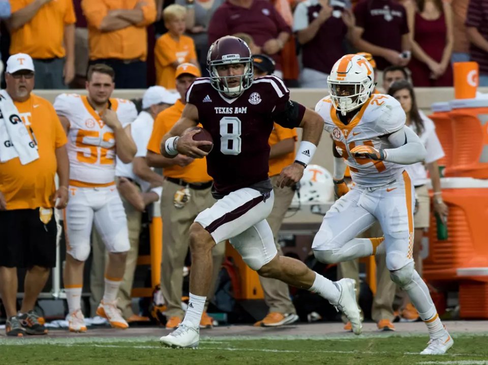 MattMMXI's tweet photo. Texas A&amp;M faces #9 Missouri at Kyle Field this Saturday

The Aggies are 2-0 against the #9 team since joining the SEC:
2014 at #9 South Carolina,  W 52-28
2016 vs #9 Tennessee,  W 45-38 (2 OT) https://t.co/42oGQLy53B