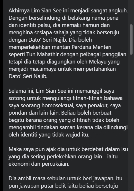 ShoibZahari's tweet photo. 1st Dpd tahun 2017, rupanya @rafiziramli target LSS ni tepat!!!!!

2nd tak pernah diambil tindakan sebab tak reveal identiti sebenar. dah boleh ambik lepas ni, walaupun dah outdates slagi dalam akaun tersebut.

Contoh LSS fitnah dalam ni seperti dalam gambar..... https://t.co/z62CY7GFS9