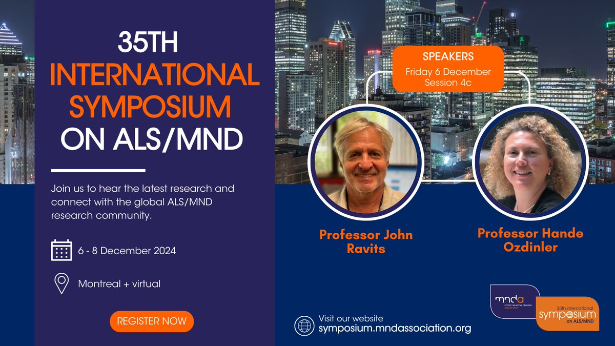 Every year, we invite experts to give talks at the International Symposium on #ALS/#MND.

This year is no different!

We are thrilled to have 20 plenary speakers covering #ALS #MND research and clinical management.

Find out more ⬇️

symposium.mndassociation.org/programme/plen…

#alsmndsymp