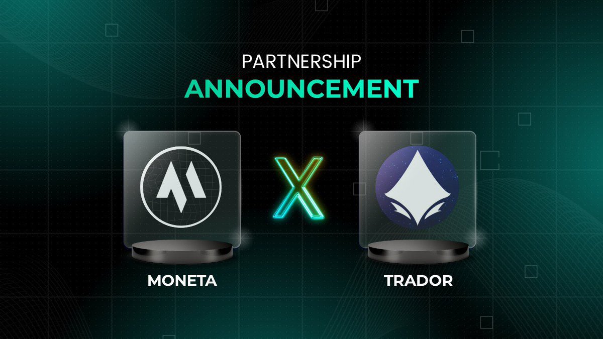 NEW PARTNERSHIP ANNOUNCEMENT

We’re thrilled to welcome <a href="/Trador_io/">Trador</a>  to the Moneta ecosystem!

$MNTA X $SS

TRADOR is The ultimative one-stop shop DeFi application. Discover new projects, analyze onchain data and charts, track your portfolio and trade seamlessly with best prices