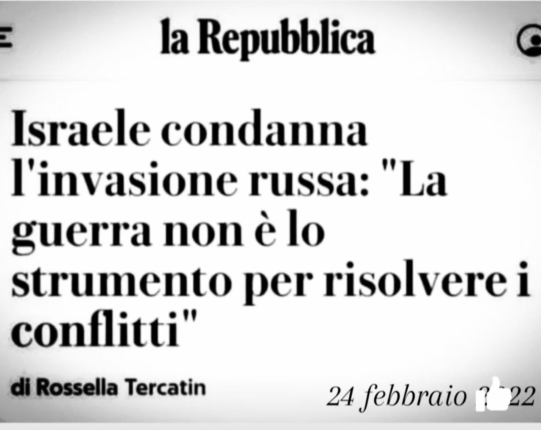 Vi sblocco un ricordo. 
Israele nel 2022 era contro la guerra ritenendo non fosse uno strumento per risolvere i conflitti