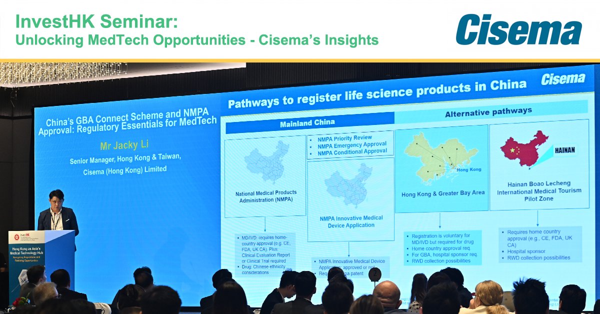 Cisema (@cisemahk) on Twitter photo Earlier this month, Jacky Li joined the <a href="/InvesthkH30948/">InvestHK HKSAR</a> seminar on Hong Kong's role as a medtech hub and gateway to China via the GBA.
Key takeaways and insights here: lnkd.in/dBpBuiGc
#MEDTECH #HongKong #Regulatory Earlier this month, Jacky Li joined the <a href="/InvesthkH30948/">InvestHK HKSAR</a> seminar on Hong Kong's role as a medtech hub and gateway to China via the GBA.
Key takeaways and insights here: lnkd.in/dBpBuiGc
#MEDTECH #HongKong #Regulatory