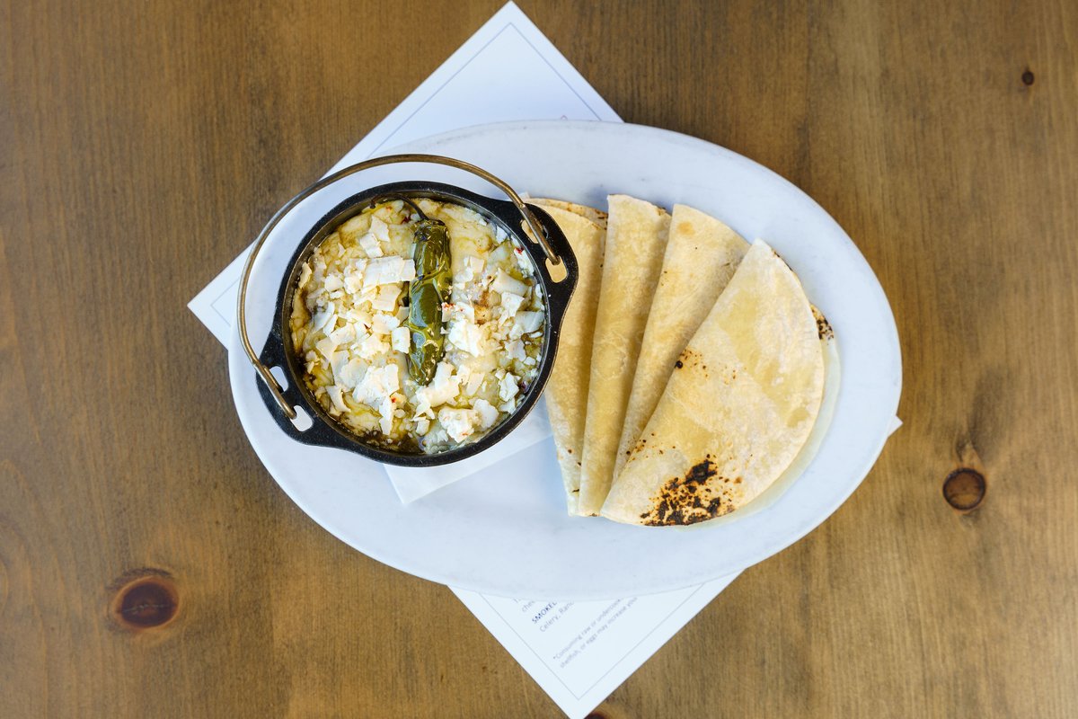 Green Chili Pork Stew with warm, buttered tortillas!  Join us for All Night, All Summer Happy Hour tonight 🔥