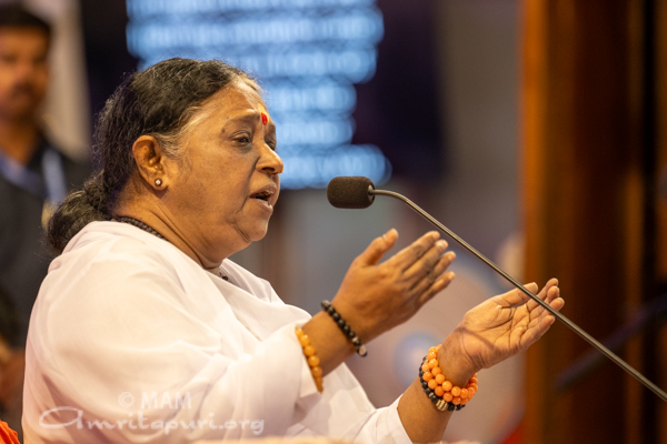 Like all other decisions, happiness is also a decision. Whether we laugh or cry, the days will pass by.  We should take the firm decision that we will remain happy and courageous, no matter what.  Whatever may happen, God is with me. Be courageous. Be happy. ~ #Amma