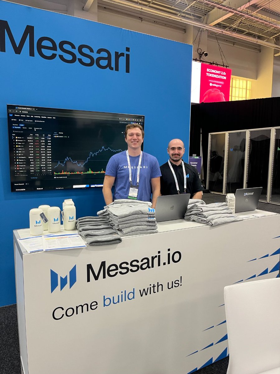 MessariCrypto's tweet image. Come chat with the Messari team and grab some swag at #Mainnet2024.