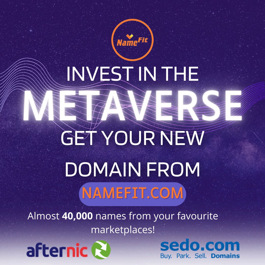 namefit1's tweet photo. Now is your chance to join the #METAVERSE!
We got almost 40,000 new #Meta #Domains!
Get yours now!
➡️https://t.co/eTDRVXdJqZ
#metaversegame #VirtualReality #VR #Web3 #VRGaming #NFTs #gaming #game #NFT #NFTCommmunity #AI #Tech #business #website #brand #METAdomain #domainsforsale https://t.co/eyjEmhuE1U