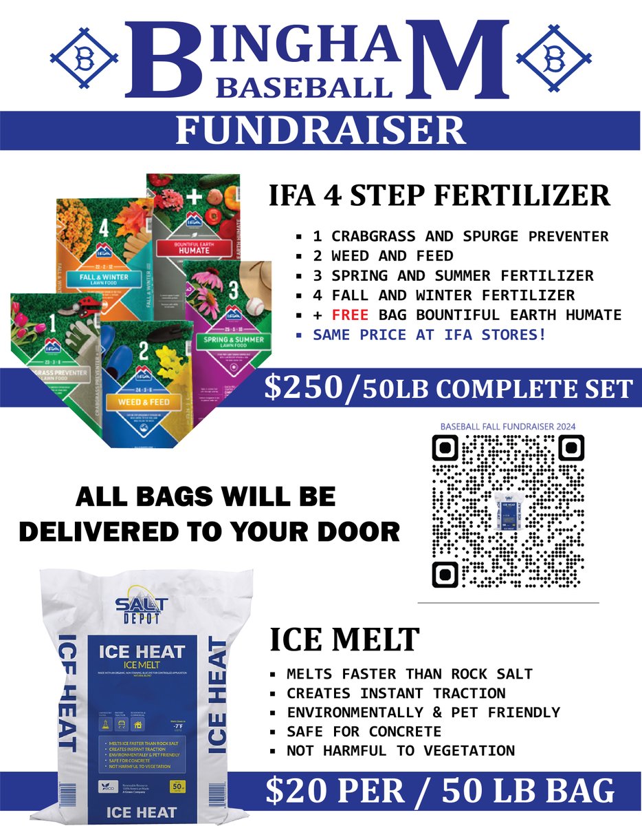 Proceeds from our fundraiser go directly to the players of Bingham Baseball.   Thank you for your support of our program!