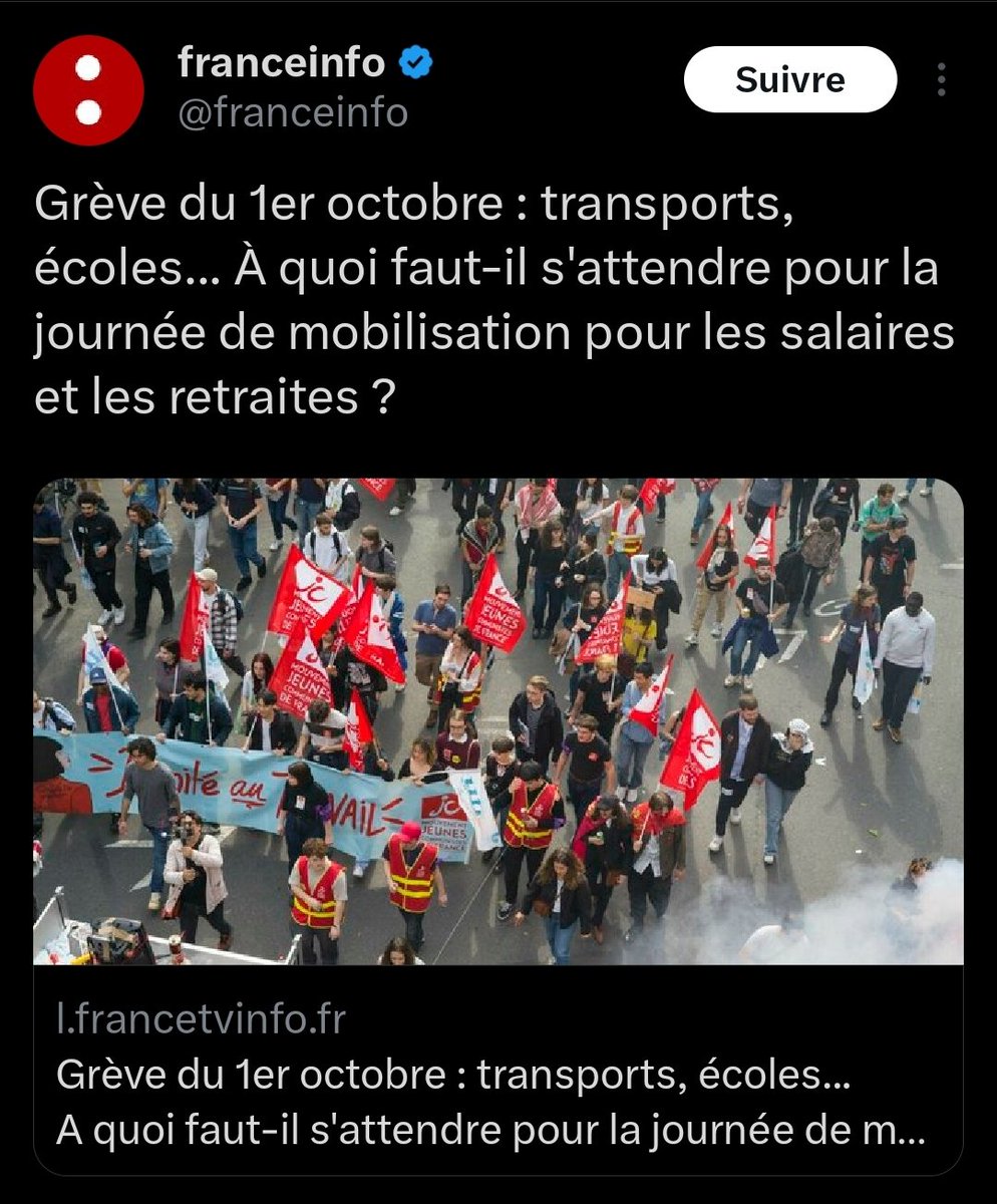 En tout cas il faut s'attendre à une belle mobilisation des Jeunes Communistes comme le prévoit <a href="/franceinfo/">franceinfo</a> 😉 #1erOctobre