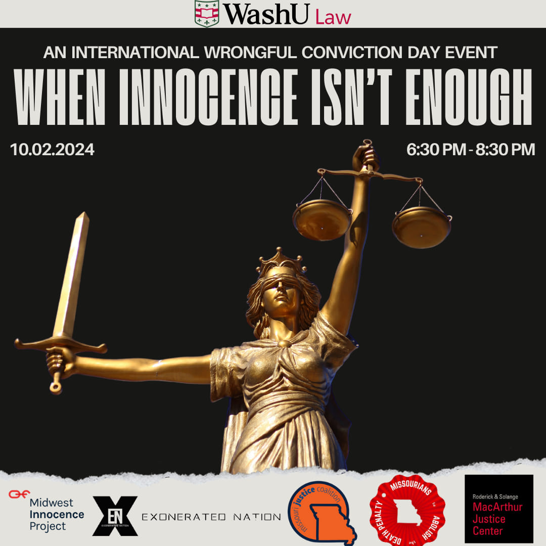 Join us for the International Wrongful Conviction Day "When Innocence Isn't Enough" to discuss the unique  challenges &amp; realities of Innocence claims &amp; cases in MO &amp; ways we can work to bring relief to those who are innocent.

➡️bit.ly/WCD2024STL * In-person &amp; Virtual *