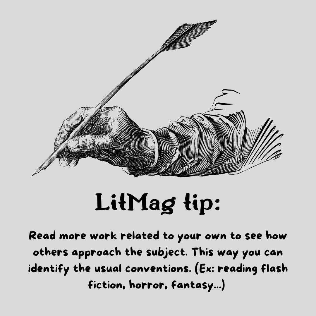 submitsphere's tweet image. What do you usually read?

FOLLOW @submissionsphere

#writingadvice #writingmotivation #writinghelp #adviceforwriters #litmagtips #literarymagazines #litmag #writingprompt #writingadvice #storyideas #writingmotivation #writingtipsandtricks #writingservices #writingideas