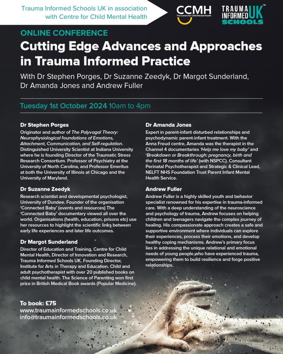 Looking forward to attending this conference tomorrow <a href="/TISUK_/">Trauma Informed Schools UK</a> <a href="/CCMH_London/">Centre for Child Mental Health</a> 

#trauma #connection #repair