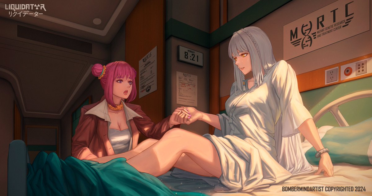 BombermindA's tweet image. &quot;Are you Ok ?&quot;

As Maki lay injured, Hua Tao, with her pink hair and lively spirit, took care of her during recovery. Despite Maki&apos;s usual silence, she appreciated Tao&apos;s lighthearted teasing and gentle care. Their bond grew, unspoken but strong.

#anime
#anime_girls 
#Liquidator