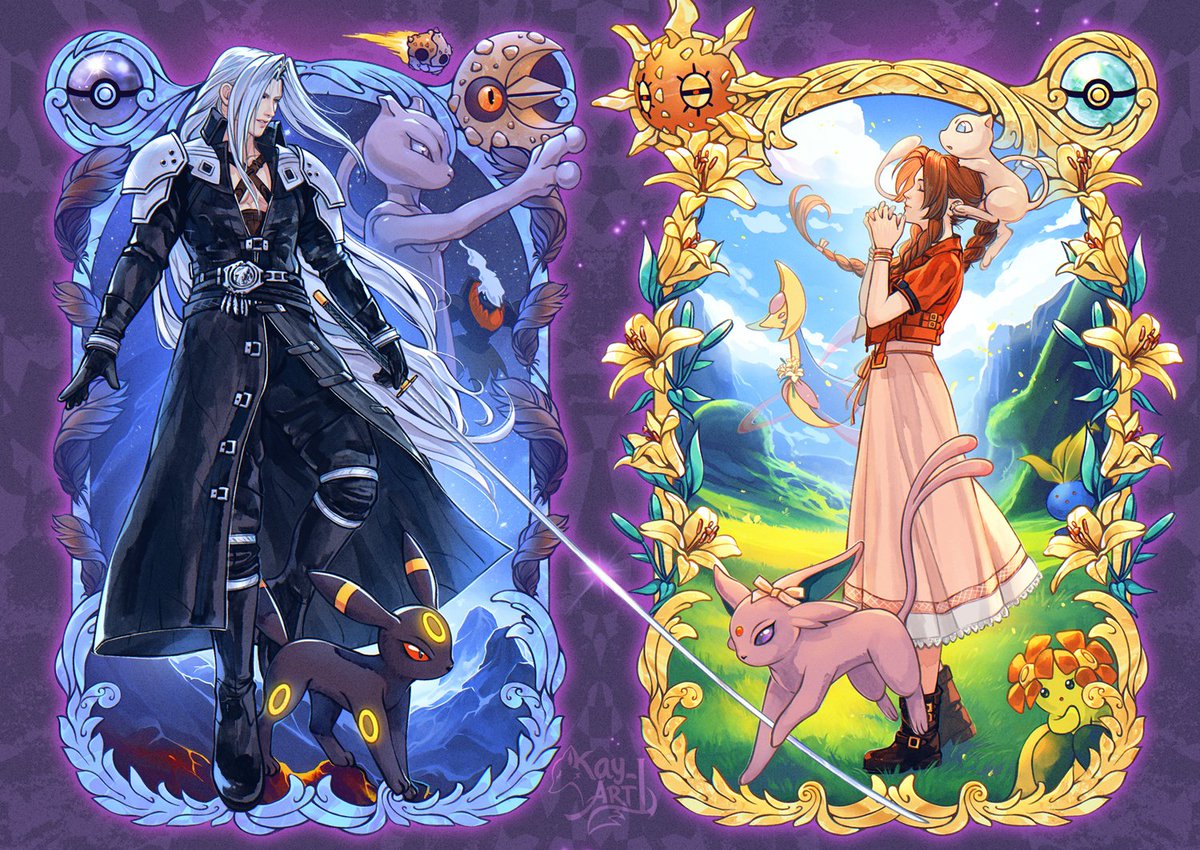 My contribution to <a href="/FF7PokemonZine/">Of Fantasy and Monster - COMPLETED!</a>
pkmn x ff7 crossover🖤🤍

#sephiroth #aerith #FF7R