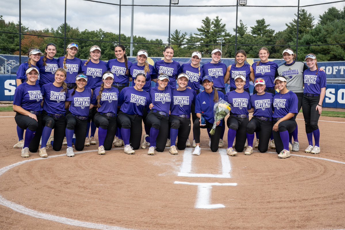 Former <a href="/PenmenSB/">SNHU Softball</a> standout and assistant coach Ali Maloof was honored for her induction into the <a href="/TheNortheast10/">The NE10</a> Hall of Fame on Sunday. Maloof, now the head coach of <a href="/Stonehillsball/">Stonehill Softball</a>, was back on campus with her current team to play a fall scrimmage against her former squad.