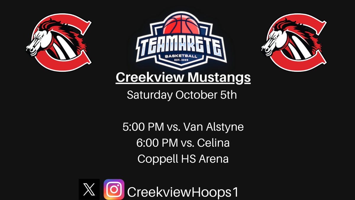 Creekview High School Boys Basketball (@creekviewhoops1) on Twitter photo Come out and support <a href="/CreekviewHoops1/">Creekview High School Boys Basketball</a> in action this Saturday in Coppell.
Tickets Here πππππ
my.hometownticketing.com/agency/fb8091aβ¦
<a href="/CreekviewLeads/">Creekview High School</a> <a href="/SulakCFB/">Leon Sulak</a> <a href="/CoachOrtiz1/">CoachOrtiz</a> <a href="/CHS_MustangFB/">CreekviewFB</a> <a href="/CmsaMustangs/">CMSAMustangs</a> <a href="/CreekviewAVID/">Creekview HS AVID</a> <a href="/hoopinsider/">Hoopinsider</a> <a href="/TeamAreteBB/">TeamARETE Basketball</a> Come out and support <a href="/CreekviewHoops1/">Creekview High School Boys Basketball</a> in action this Saturday in Coppell.
Tickets Here πππππ
my.hometownticketing.com/agency/fb8091aβ¦
<a href="/CreekviewLeads/">Creekview High School</a> <a href="/SulakCFB/">Leon Sulak</a> <a href="/CoachOrtiz1/">CoachOrtiz</a> <a href="/CHS_MustangFB/">CreekviewFB</a> <a href="/CmsaMustangs/">CMSAMustangs</a> <a href="/CreekviewAVID/">Creekview HS AVID</a> <a href="/hoopinsider/">Hoopinsider</a> <a href="/TeamAreteBB/">TeamARETE Basketball</a>