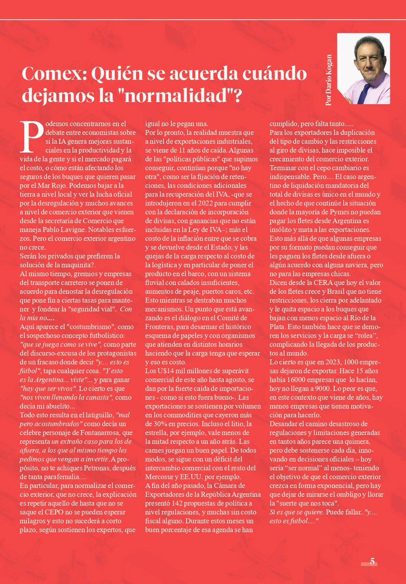 La editorial de la revista de este mes por Darío Kogan: "Comex: Quién se acuerda cuándo dejamos la "normalidad"?"

revistamegatrade.com.ar/revista