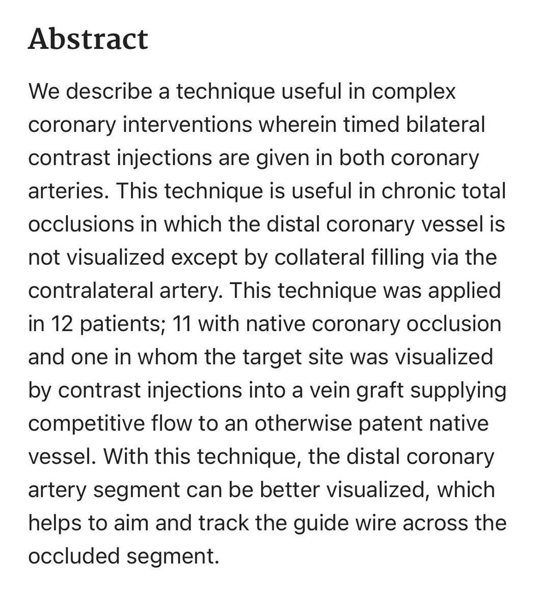 Rajiv Gulati (@rajivxgulati) on Twitter photo 25 yrs since the description of bilateral injections for CTO. Congratulations <a href="/mandeep_mayo/">mandeep singh</a> and colleagues. Low impact pubs can have huge vol impact! <a href="/MayoClinicCV/">Mayo Clinic CV</a> <a href="/MayoCVFellows/">Mayo Clinic Rochester Cardiology Fellows</a> <a href="/ChetRihal/">Chet Rihal</a> <a href="/adnanalkhouli/">Mohamad Alkhouli</a> <a href="/EleidMack/">Mack Eleid</a>
pubmed.ncbi.nlm.nih.gov/10745484/ 25 yrs since the description of bilateral injections for CTO. Congratulations <a href="/mandeep_mayo/">mandeep singh</a> and colleagues. Low impact pubs can have huge vol impact! <a href="/MayoClinicCV/">Mayo Clinic CV</a> <a href="/MayoCVFellows/">Mayo Clinic Rochester Cardiology Fellows</a> <a href="/ChetRihal/">Chet Rihal</a> <a href="/adnanalkhouli/">Mohamad Alkhouli</a> <a href="/EleidMack/">Mack Eleid</a>
pubmed.ncbi.nlm.nih.gov/10745484/