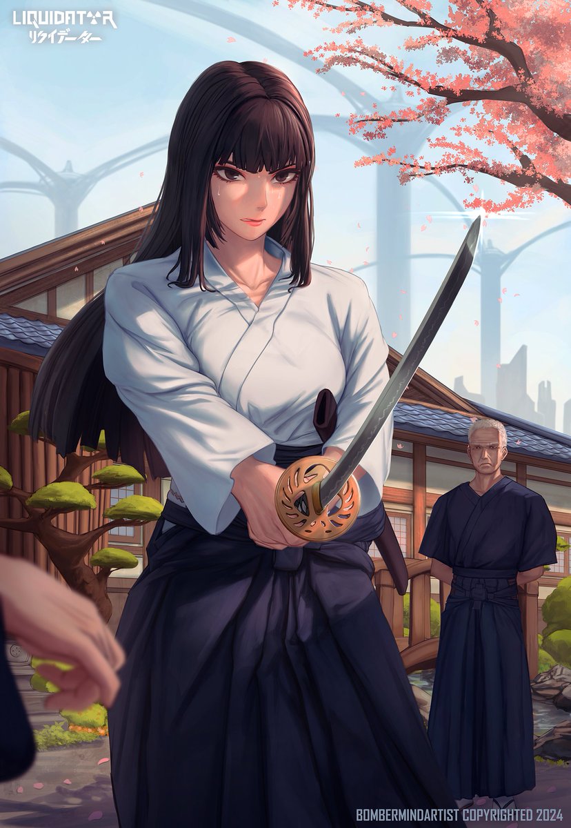 BombermindA's tweet image. &quot;Training with my uncle&quot;

As a child, Maki trained in swordsmanship with her uncle. The pressure was intense, and each lesson tested her limits. She wondered if she could handle the weight of it all, but her determination never wavered.

#anime_girls 
#anime_girls 
#liquidator