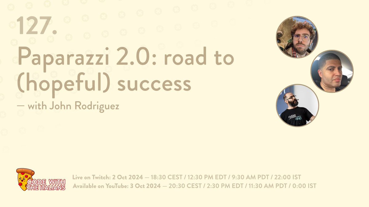 codewiththeita's tweet image. 👓 Seeing is believing, but with Paparazzi, you don’t even need to see! 😲 Learn all about screenshot testing without devices from John Rodriguez. Stream it live: cwti.link/twitch #DevTools #AndroidTesting