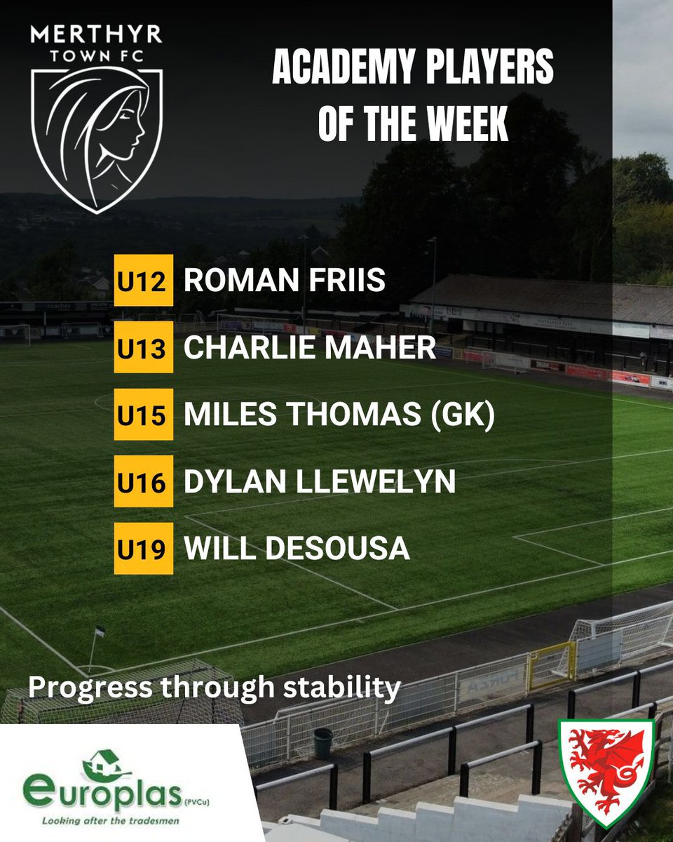 MerthyrAcademy's tweet photo. Our academy players of the week 
Congratulations to all players selected . https://t.co/OsCPjWqEBK