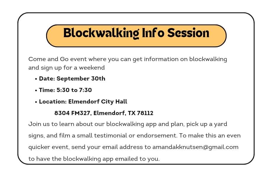 Come out and get some information about block walking to help spread awareness about the need for EC bond propositions A-D!