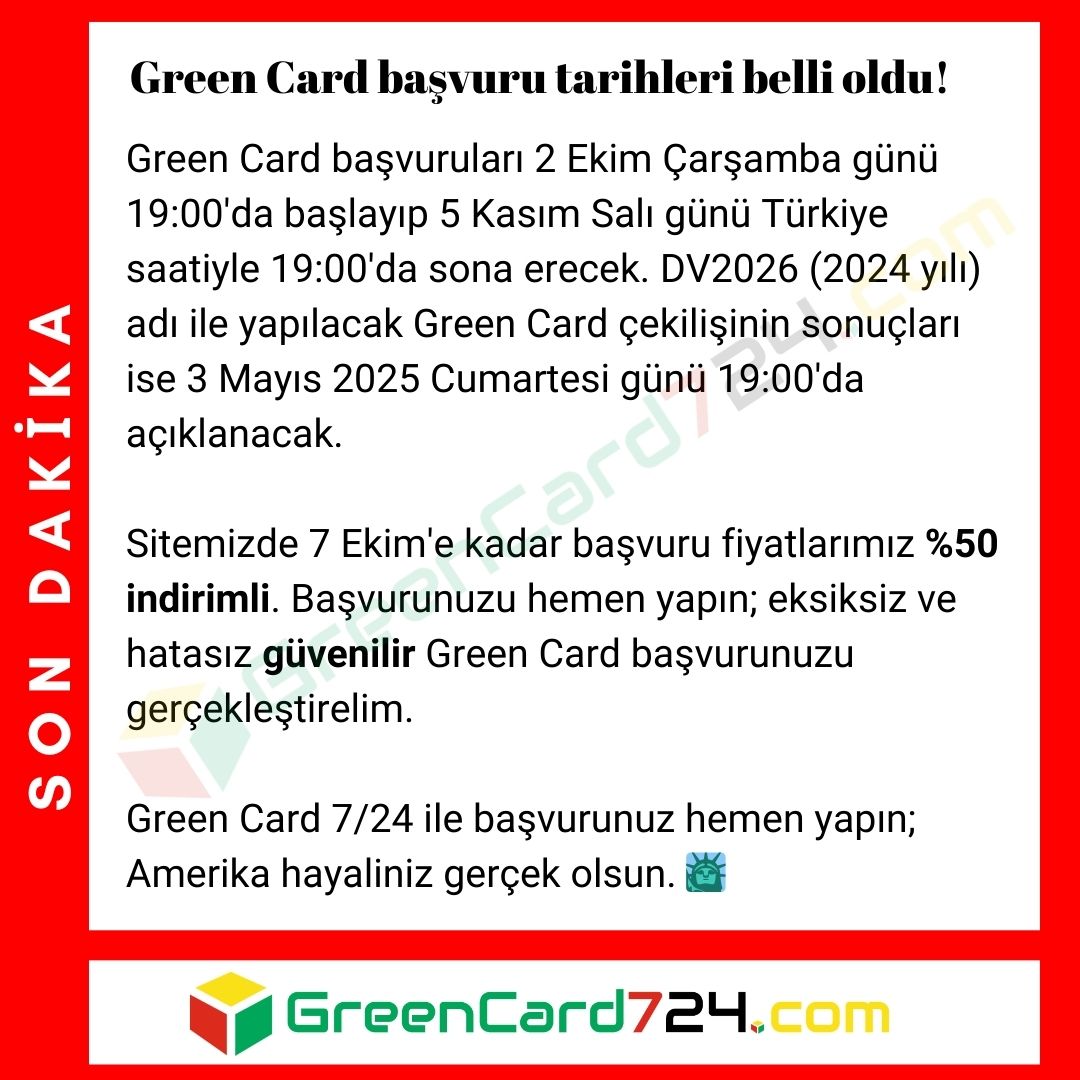 amerika724's tweet photo. #DV2026 #GreenCard çekilişi başvuru tarihleri belli oldu. #Amerika #DiversityVisa2026 #usa #dv2025 #GreenCardBaşvuru https://t.co/DqIL7CyPkH